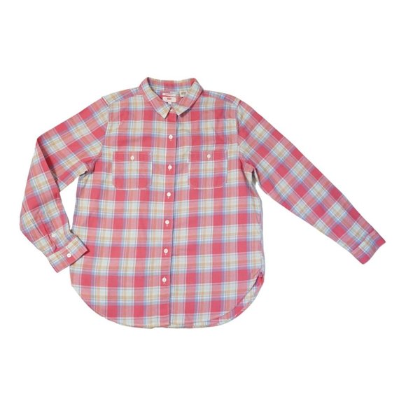 Levi’s Pink and White Men Boyfriend Fit Lightweight Long Sleeve Shirt Size Large - Picture 1 of 5